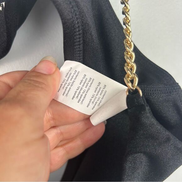 WEWOREWHAT Black Gold Chain Strap Top Bra Cami Scoopneck Adjustable Sz S or 4 - Picture 13 of 14